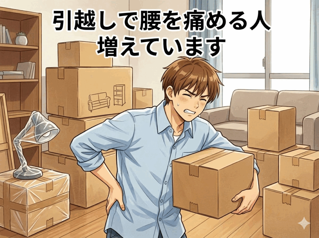 引っ越し作業で腰を痛める男性