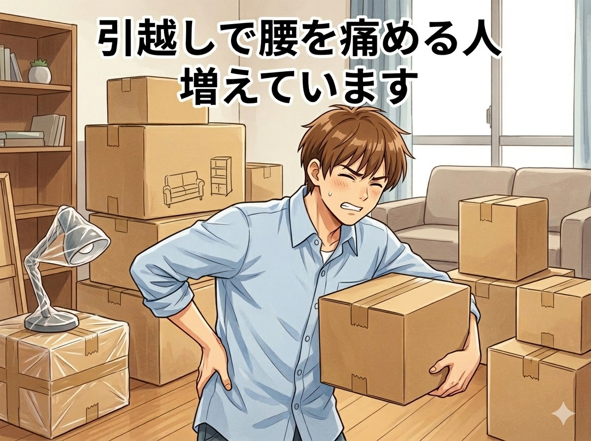 引っ越し作業で腰を痛める男性
